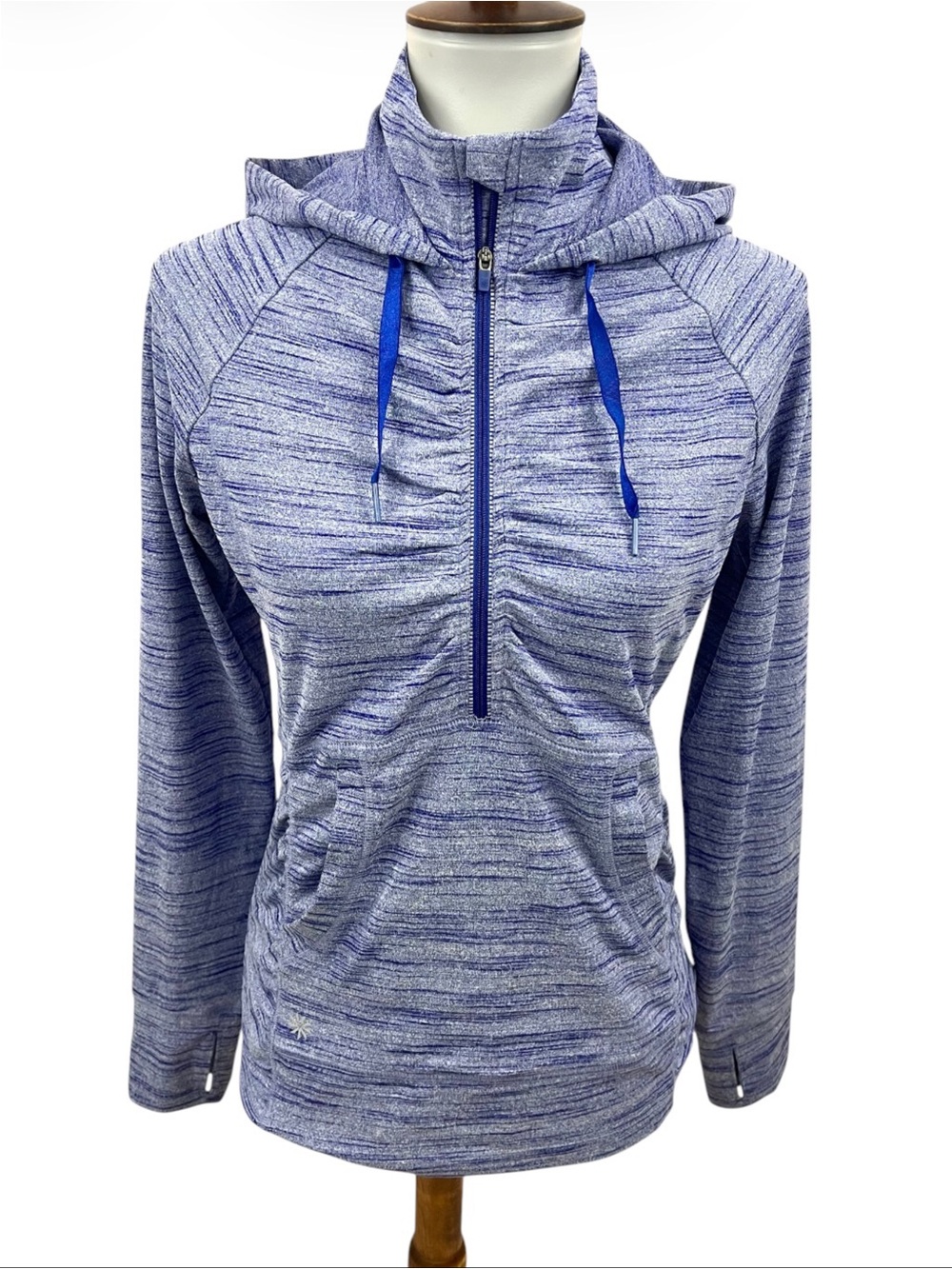 Athleta Periwinkle Purple Space Dye Hooded 1/2 Zip Pullover Athletic Jacket